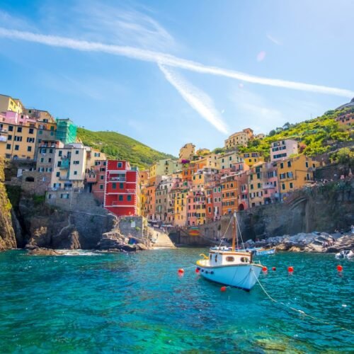 16-Day Italy Grand Explorer - Fishing boat near Cinque Terre houses
