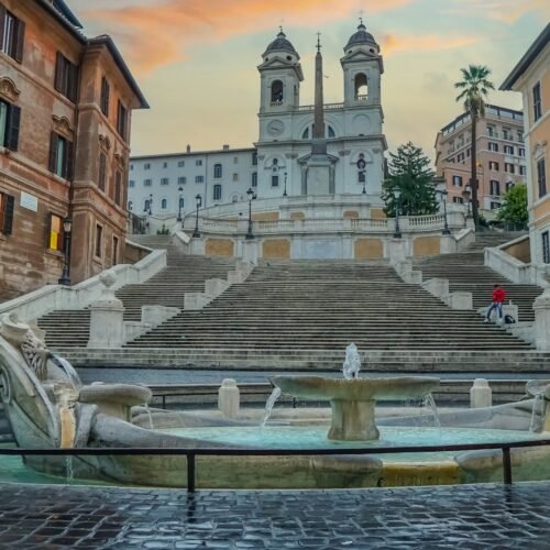Trevi Fountain, Spanish Steps & City Center Walk - Trevi Fountain with clock tower backdrop