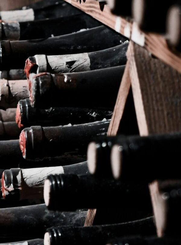 Food Tasting in a Historic Roman Cellar - Wine bottles stacked in a historic cellar